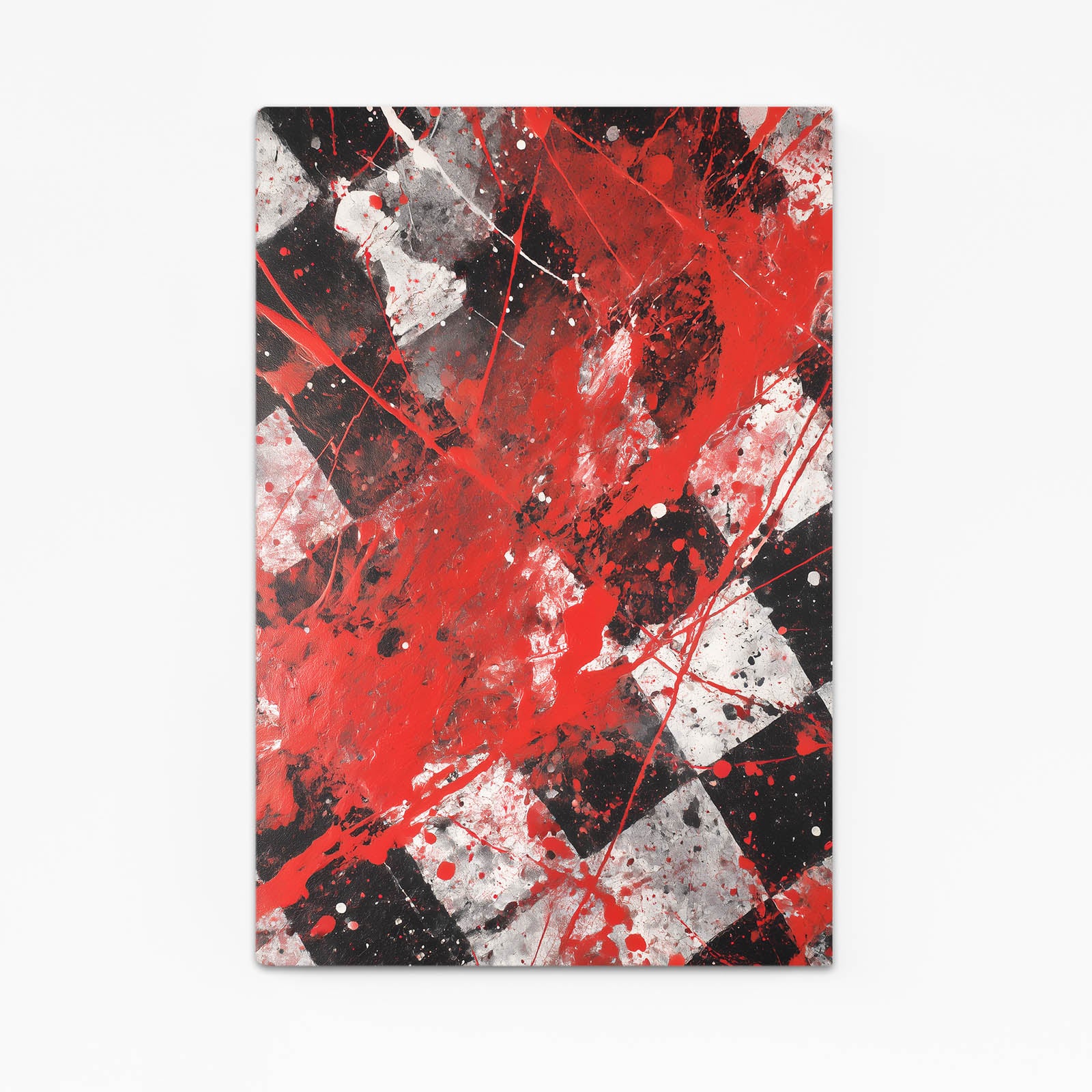 Scarlet Splatter Squares Chess Wall Decor – scarlet splatter squares chess canvas print