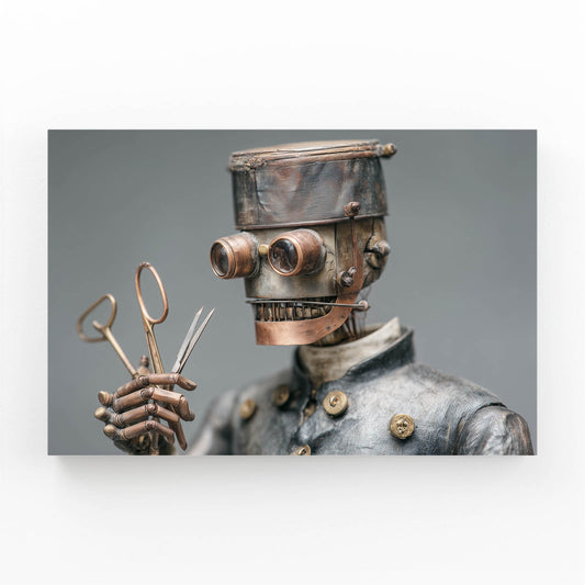 Scissor-Hand Robot Steampunk Art – scissor-hand robot steampunk canvas print
