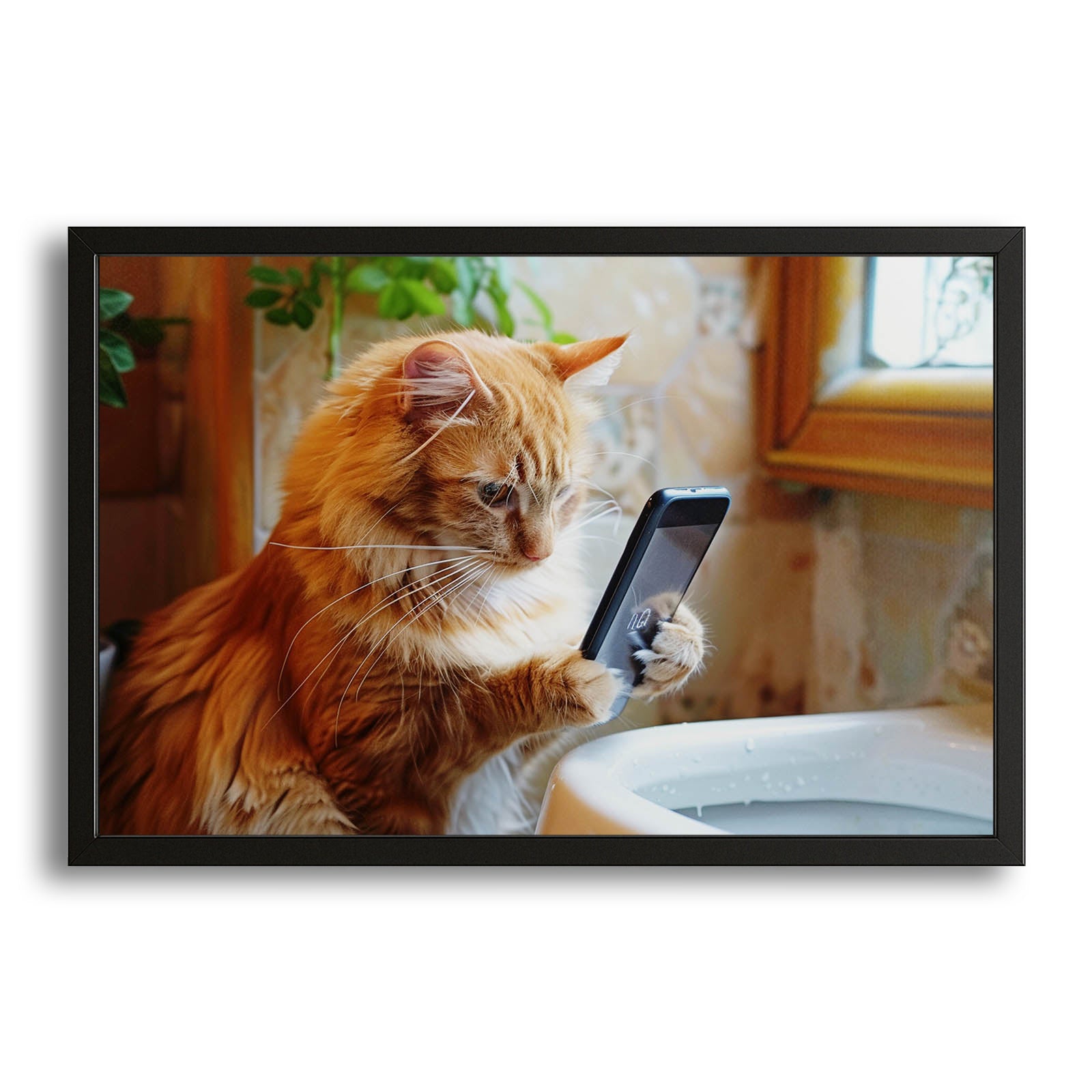 Scroll Time Cat Wall Art – canvas print on white background