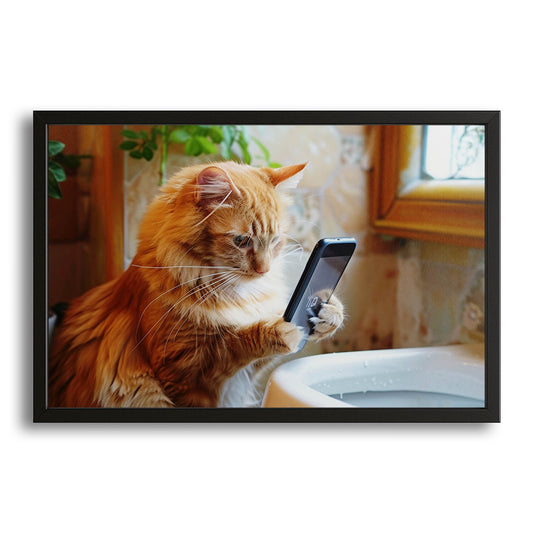 Scroll Time Cat Wall Art – canvas print on white background