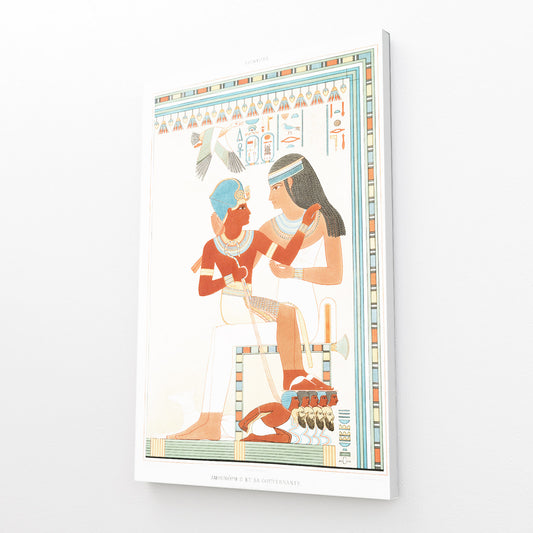 Seated Couple Illustration Egyptian Canvas – canvas print on white background