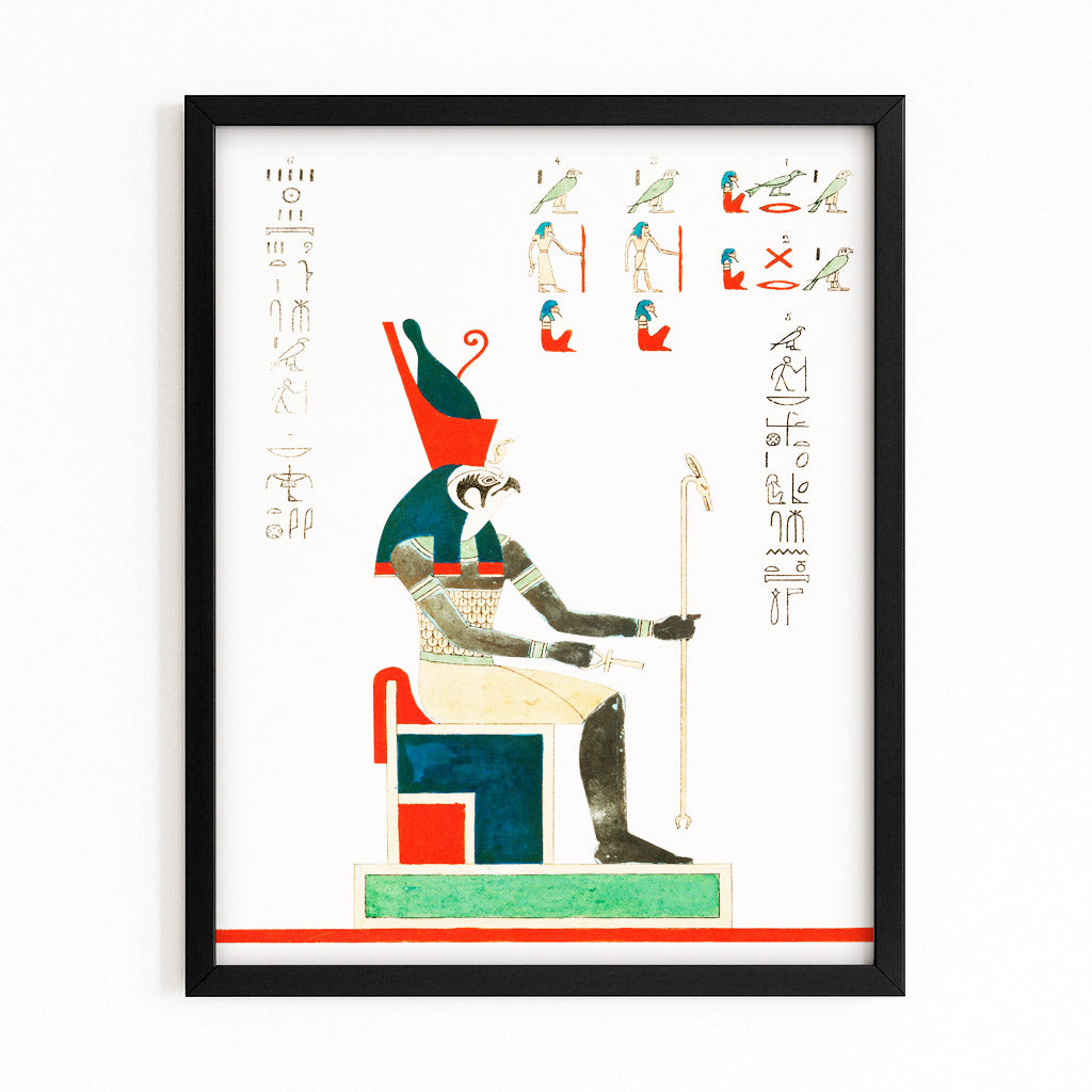 Seated Pharaoh Sketch Egyptian Prints – with Premium Black frame on white background