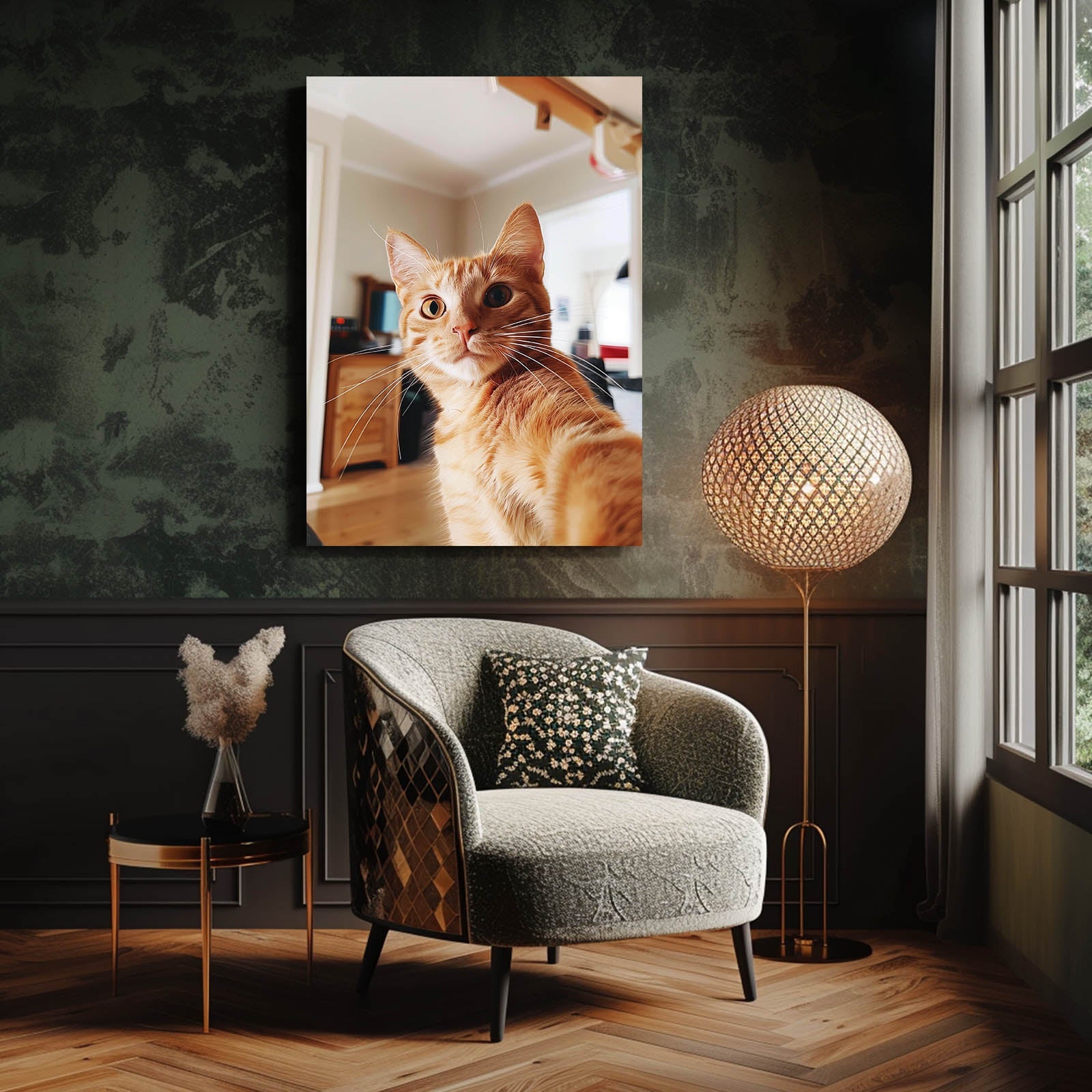 Selfie Moment Cat Wall Art