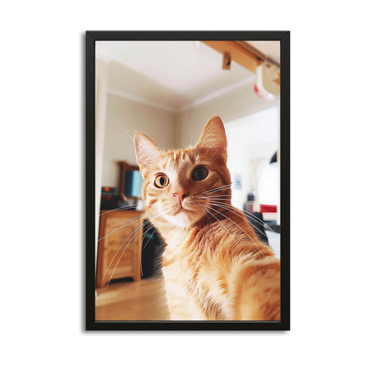 Selfie Moment Cat Wall Art – canvas print on white background