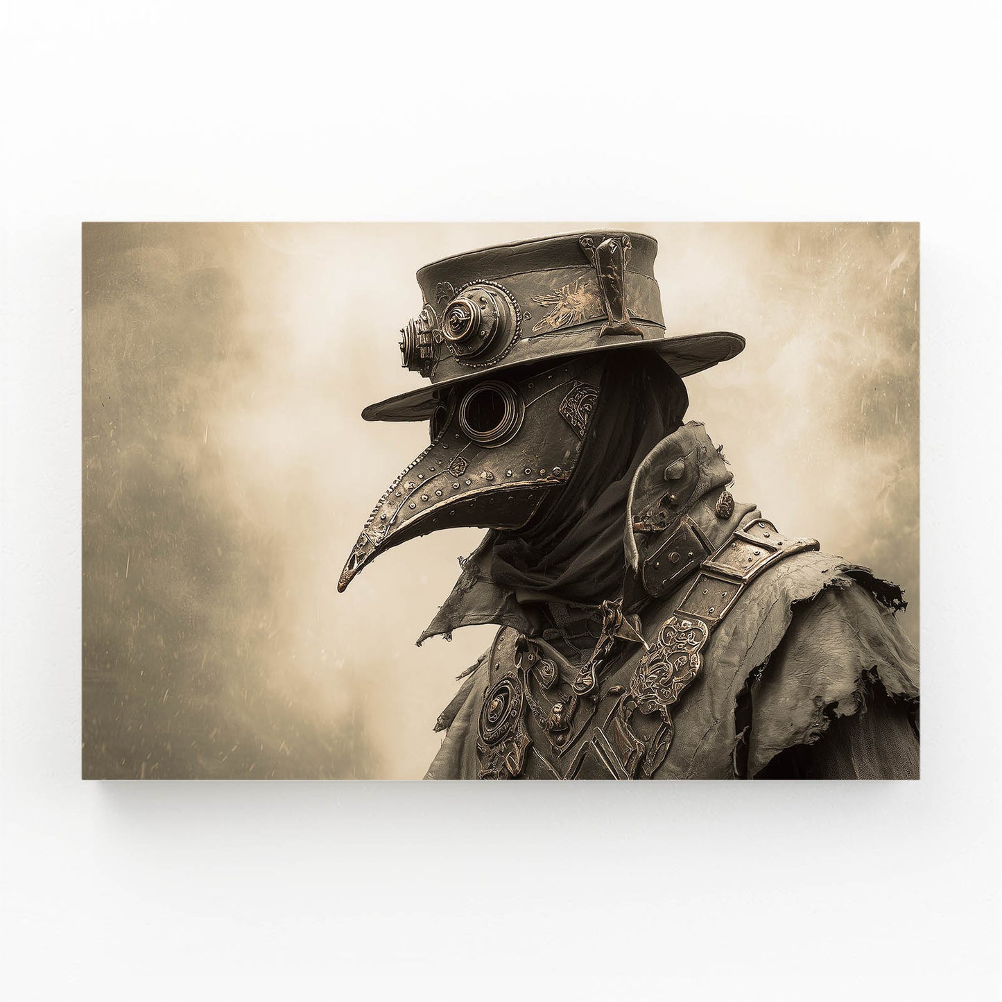 Sepia Plague Doctor Steampunk Art – sepia plague doctor steampunk canvas print