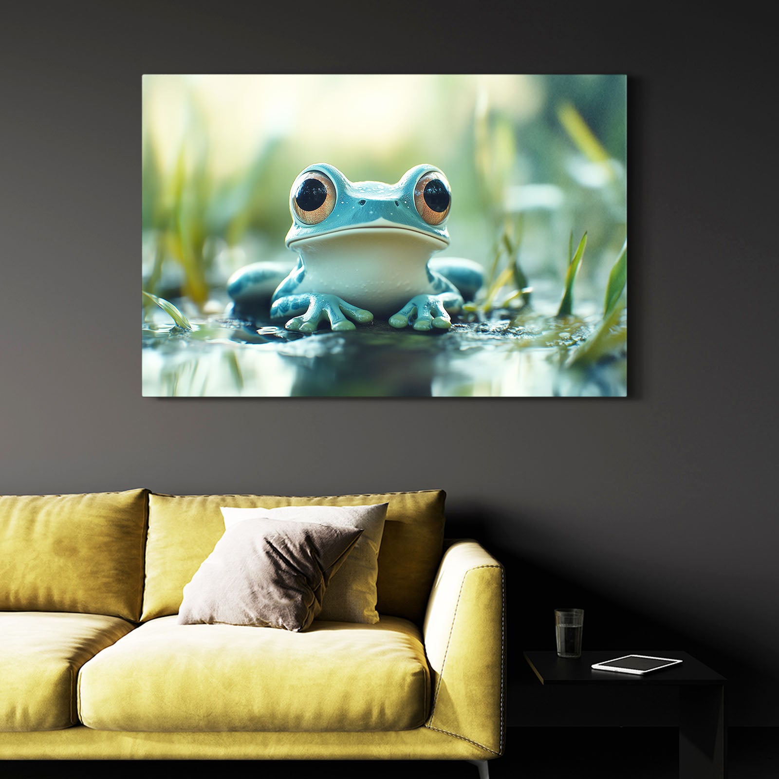 Serene Blue Frog Wall Decor – styled in a furnished interior
