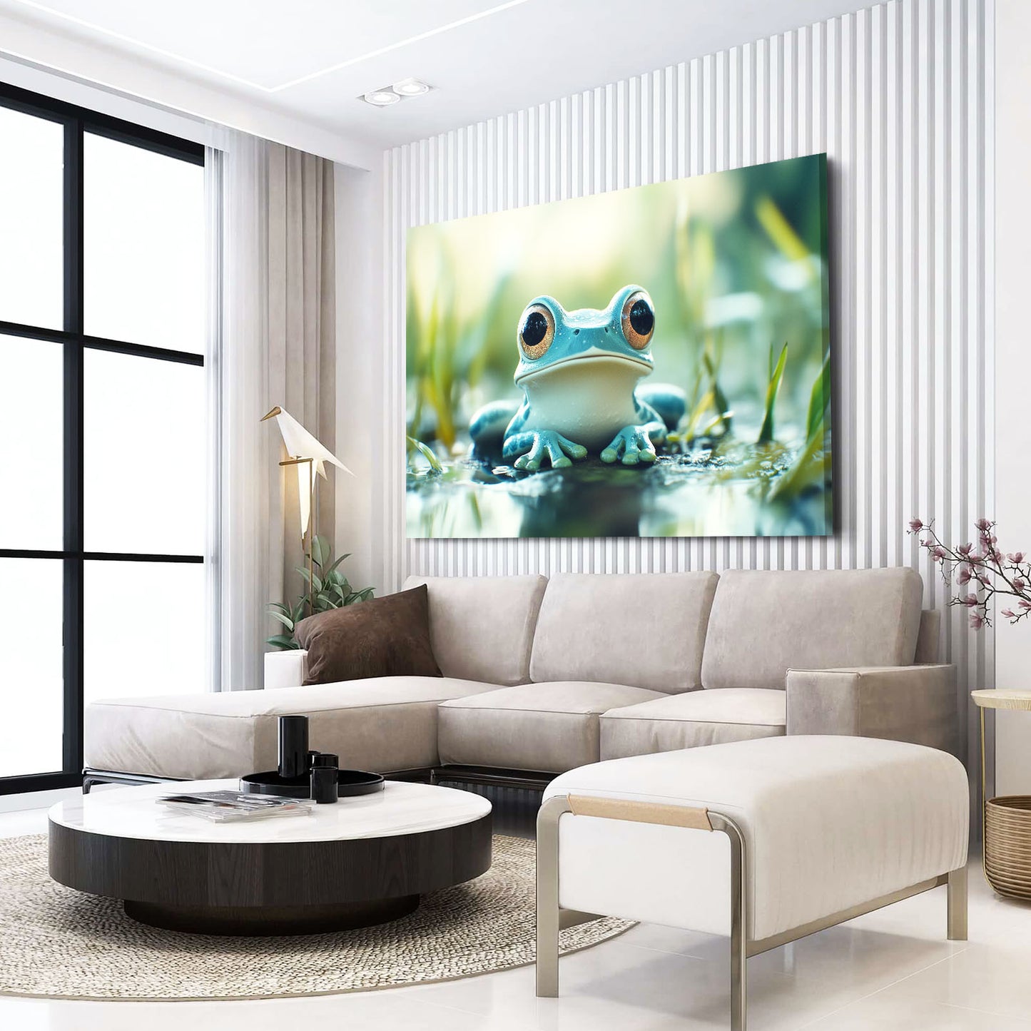 Serene Blue Frog Wall Decor – styled in a furnished interior