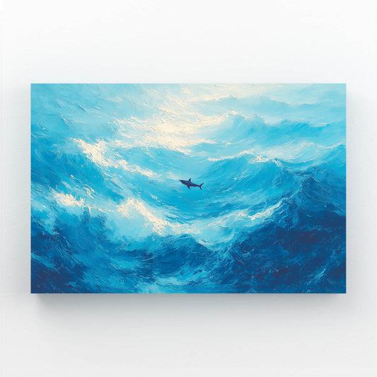 Serene Blue Sky Shark Wall Decor – canvas print on white background