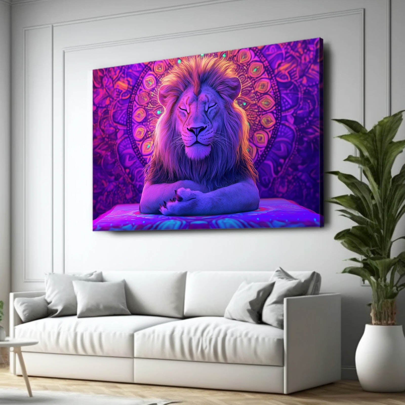 Serene Mandala Lion Art