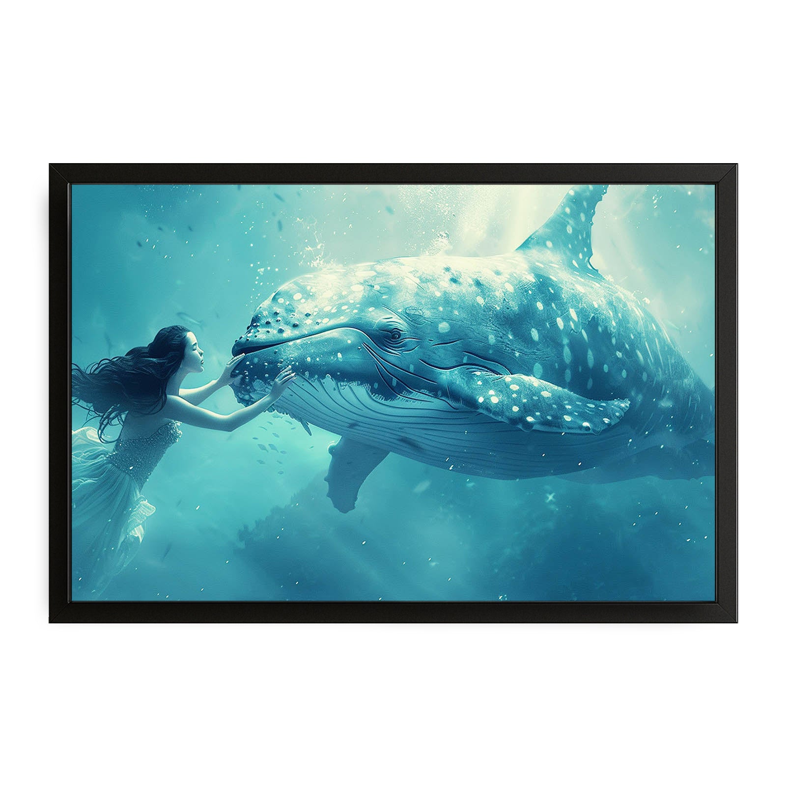 Serenity Whale Digital Art – canvas print on white background