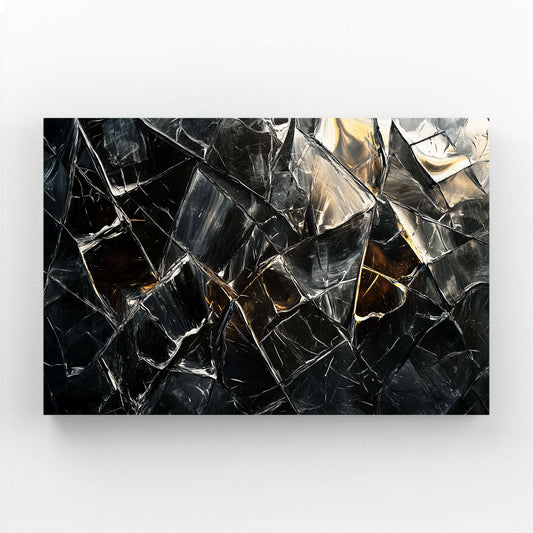 Shattered Obsidian Glass Abstract Art – shattered obsidian glass abstract canvas print