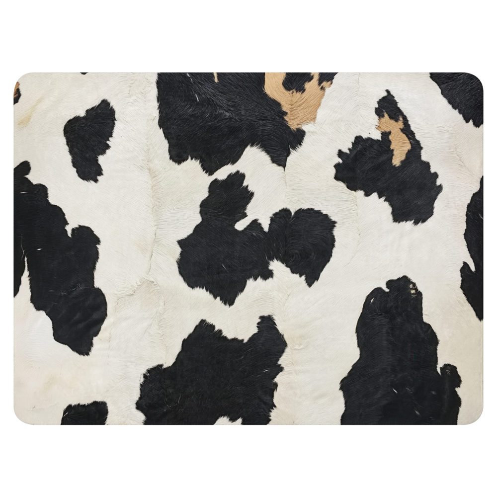 Sherpa Blanket Cow Art – angled canvas view on white background
