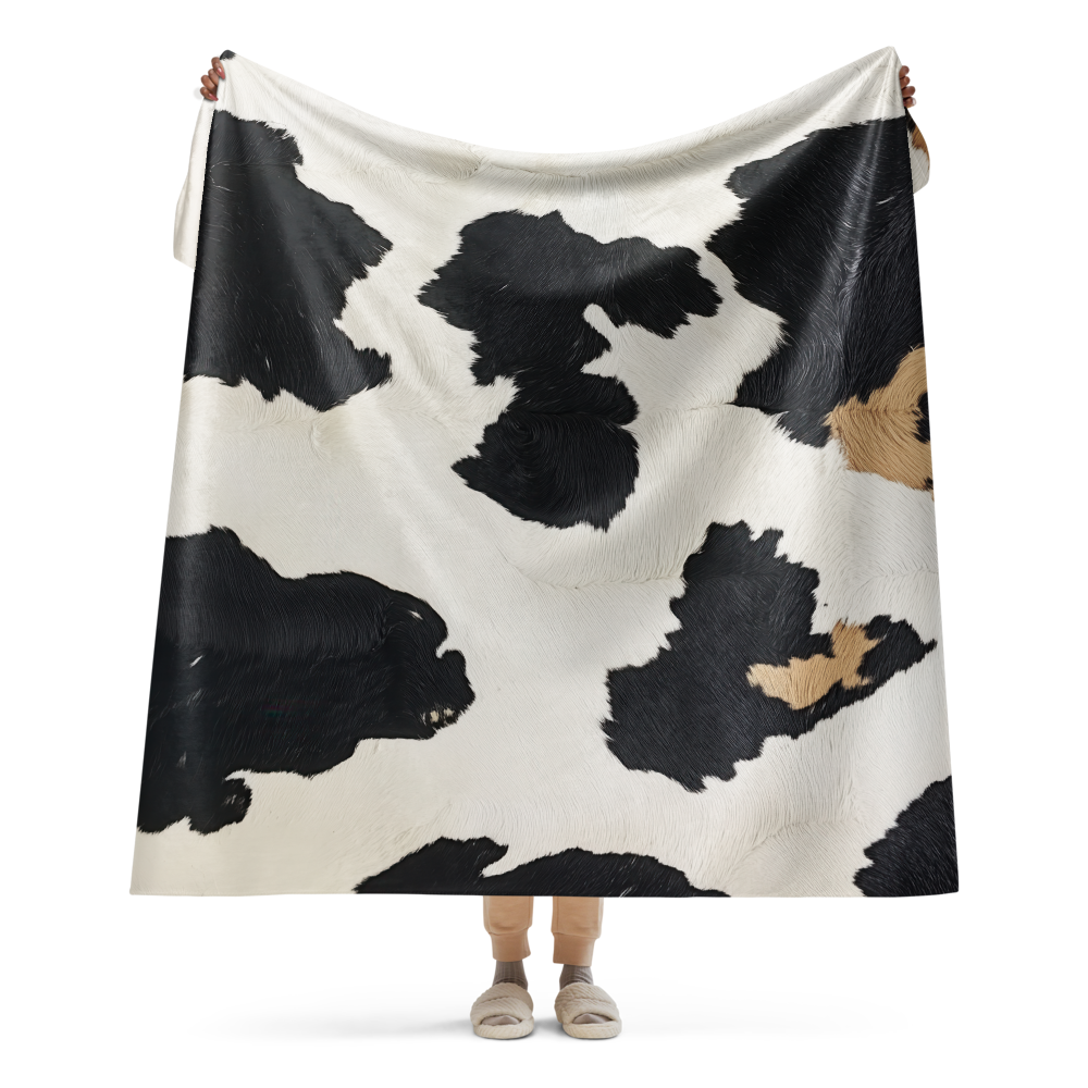 Sherpa Blanket Cow Art – angled canvas view on white background