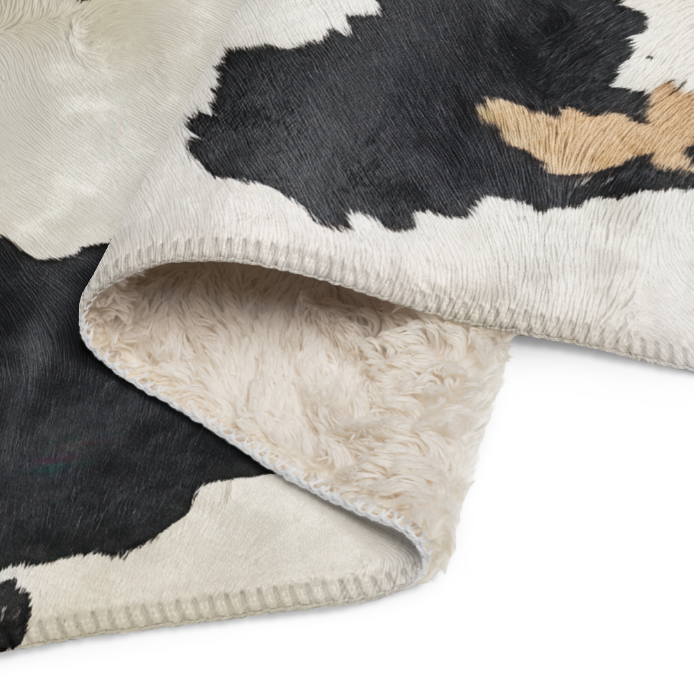 Sherpa Blanket Cow Art – angled canvas view on white background