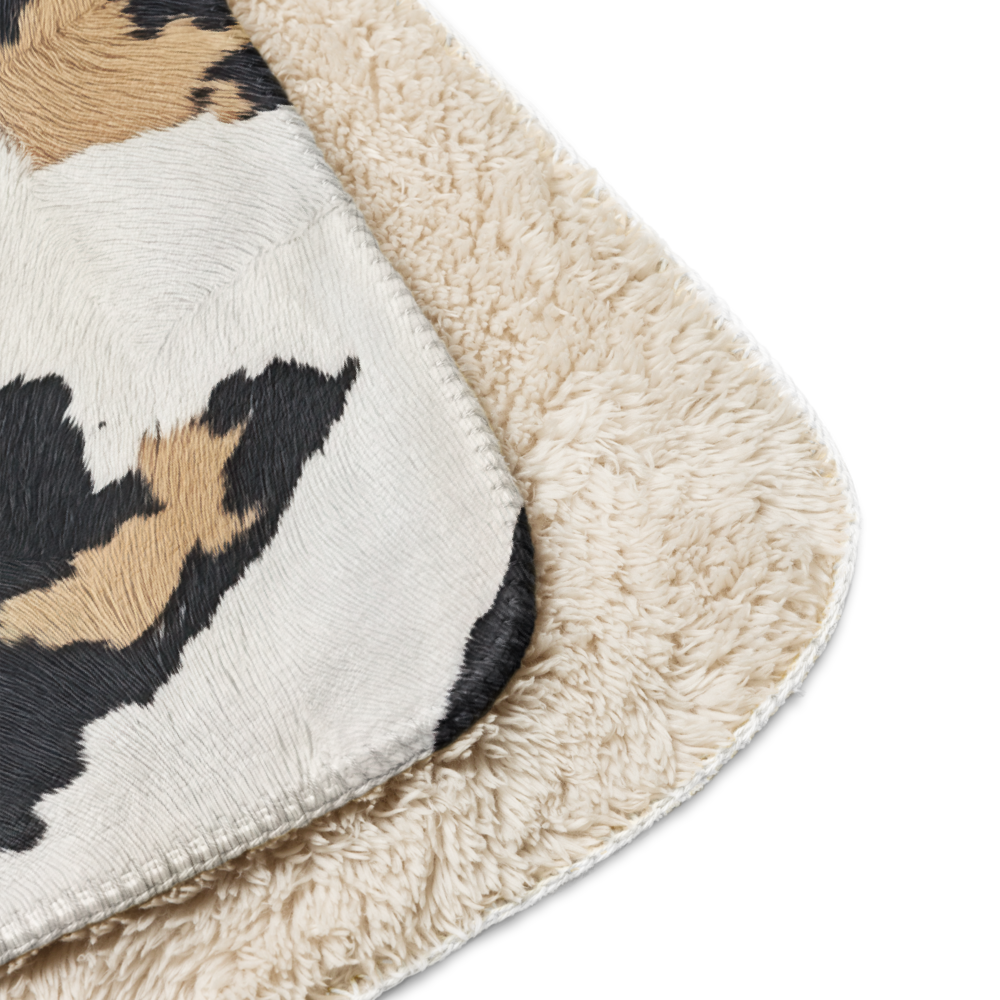 Sherpa Blanket Cow Art – angled canvas view on white background