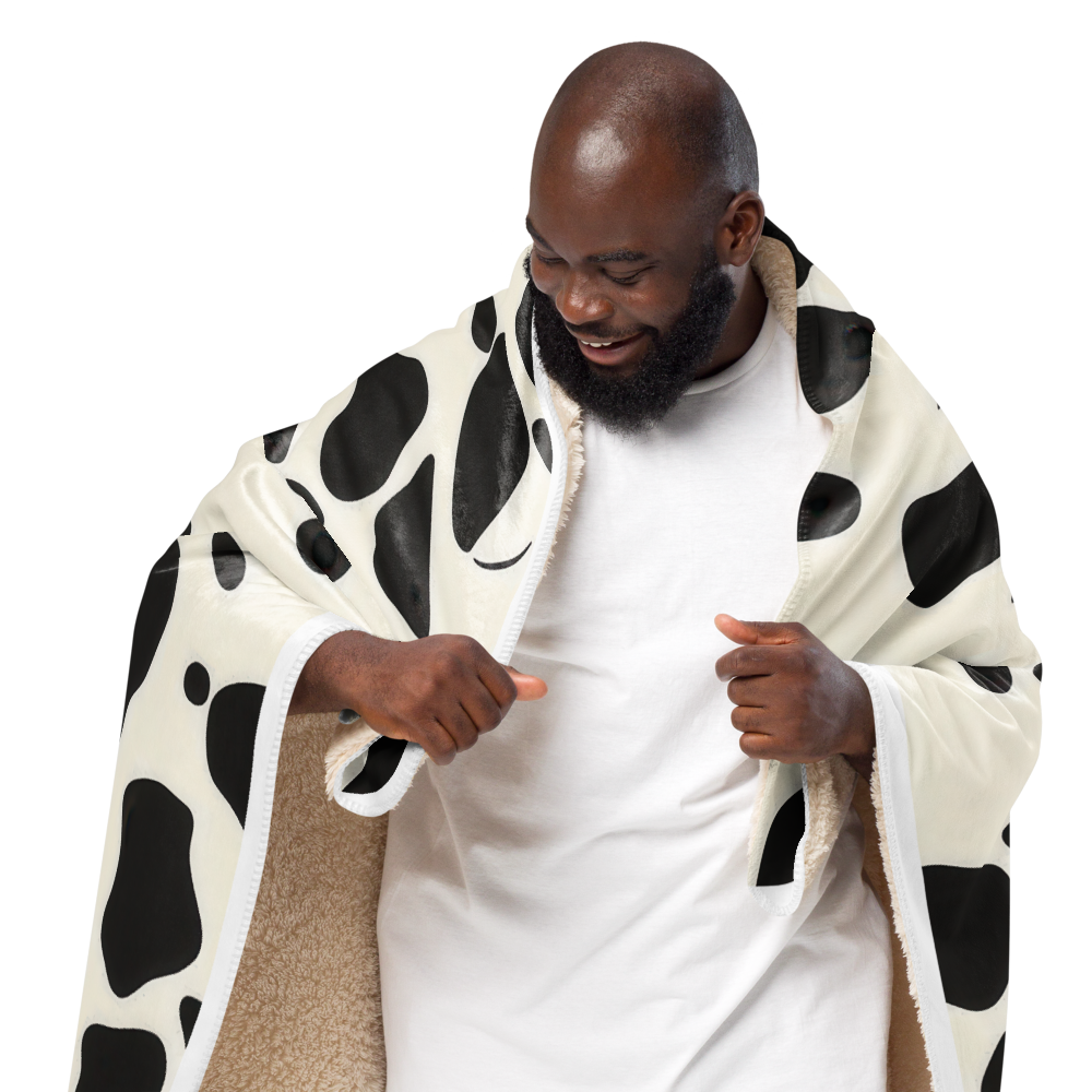 Sherpa Blanket Cow Wall Art – angled canvas view on white background