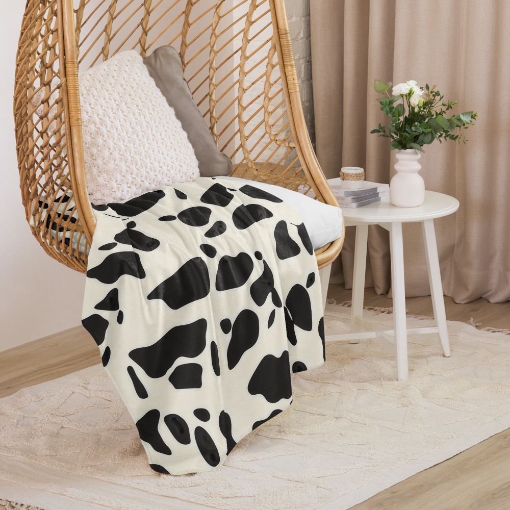 Sherpa Blanket Cow Wall Art – angled canvas view on white background