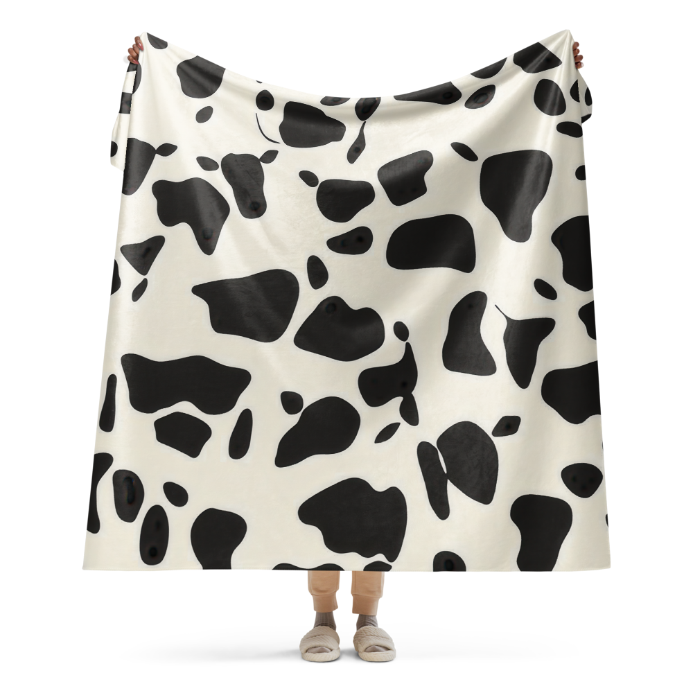 Sherpa Blanket Cow Wall Art – angled canvas view on white background