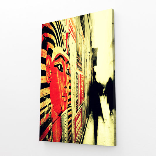 Silhouette Hieroglyph Corridor Egyptian Canvas – angled canvas view on white background