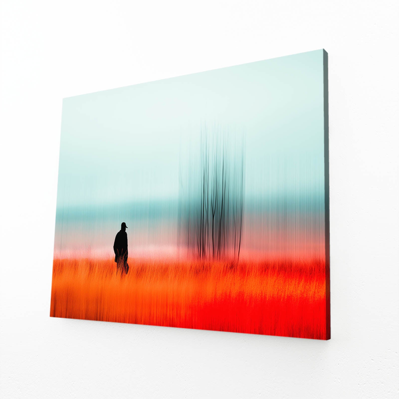 Silhouette Red Field Photography Wall Art – angled canvas view on white background