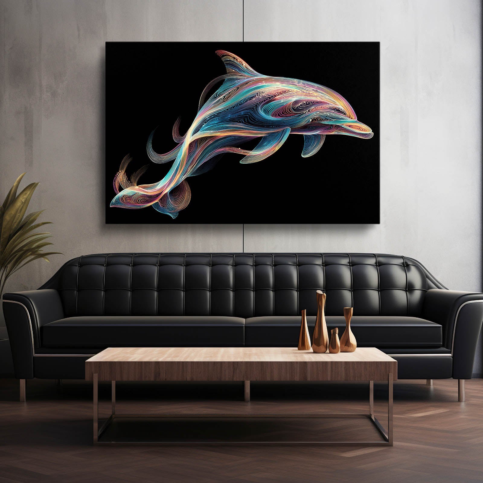 Silk Ribbon Dolphin Wall Art – styled in a furnished interior