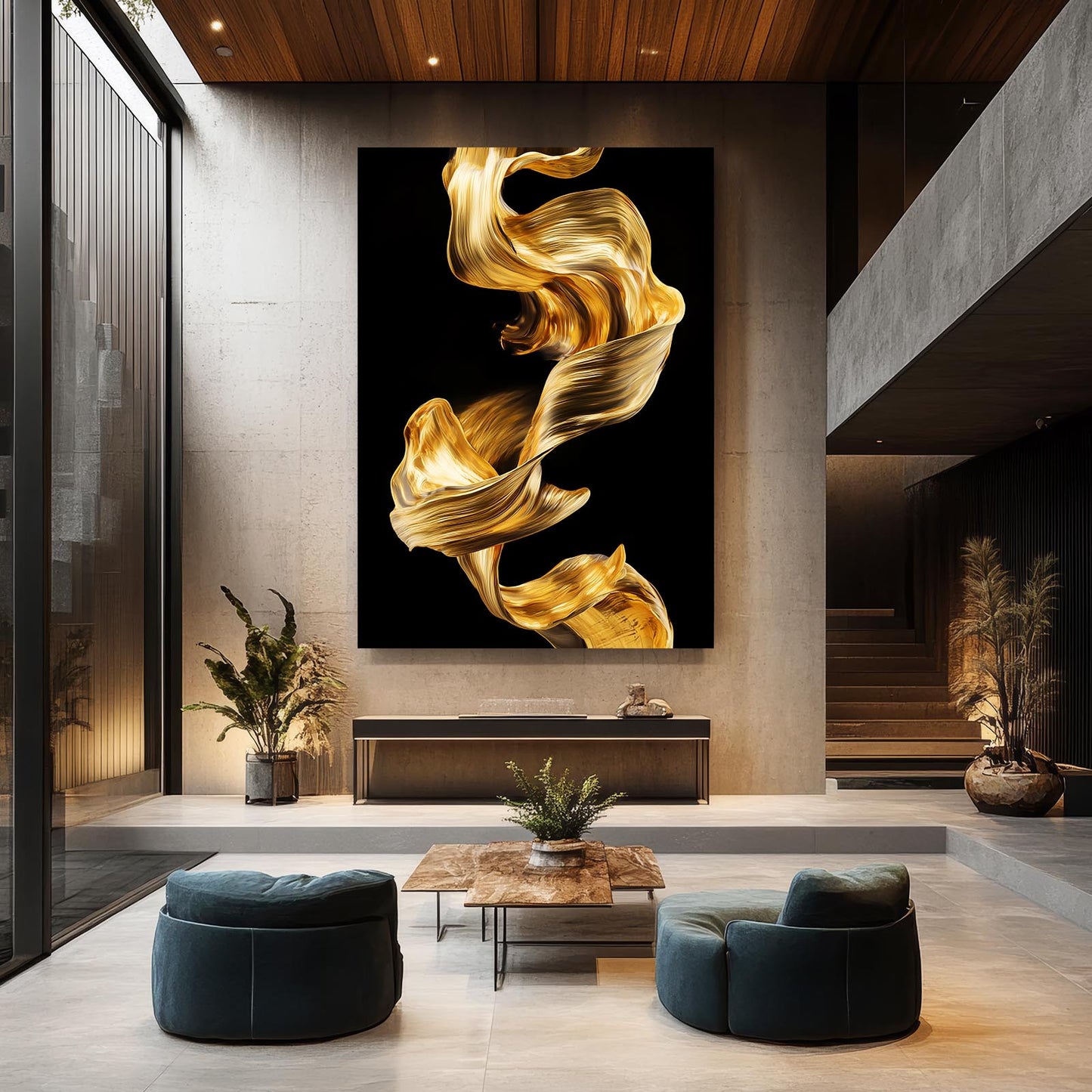 Silken Gold Ribbon Prints – styled in a furnished interior