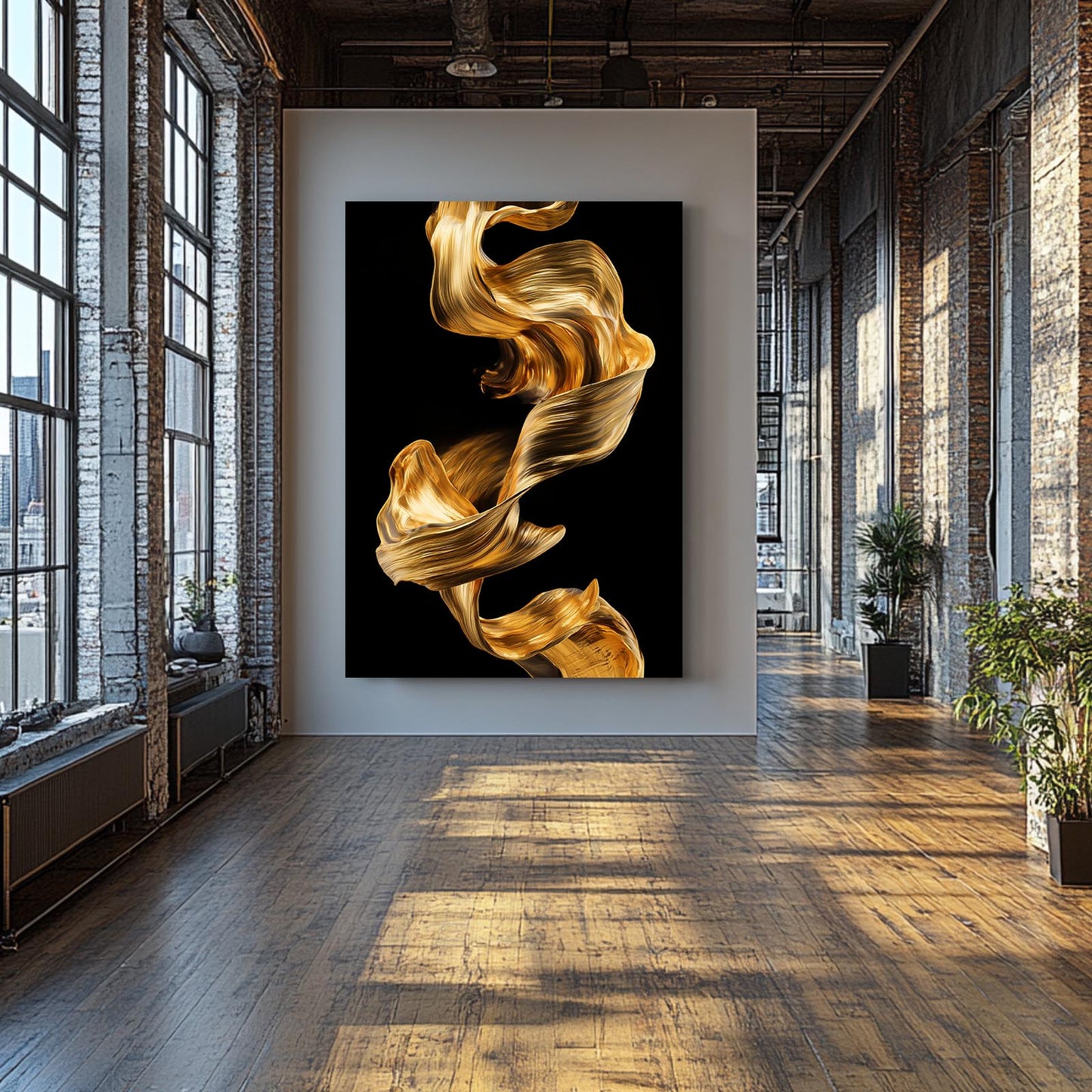 Silken Gold Ribbon Prints – styled in a furnished interior