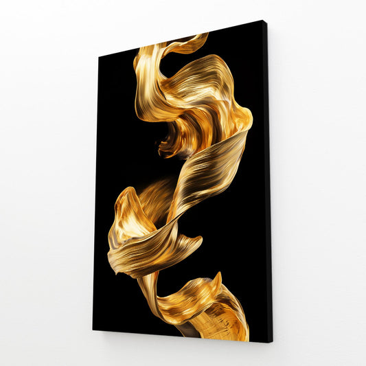 Silken Gold Ribbon Prints – angled canvas view on white background