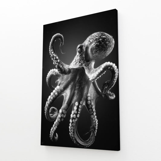 Silver Etch Study Octopus Wall Decor – angled canvas view on white background