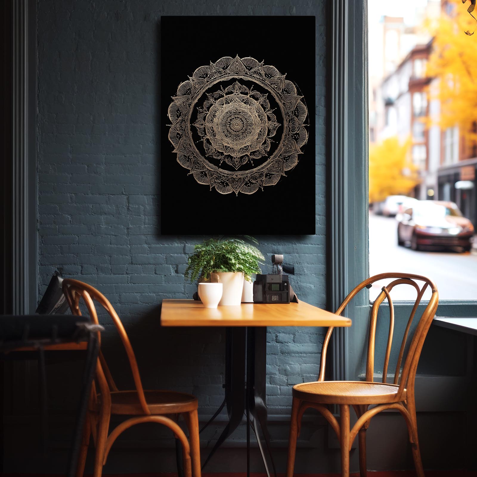 Silver Mandala Bloom Gold Wall Decor – styled in a furnished interior