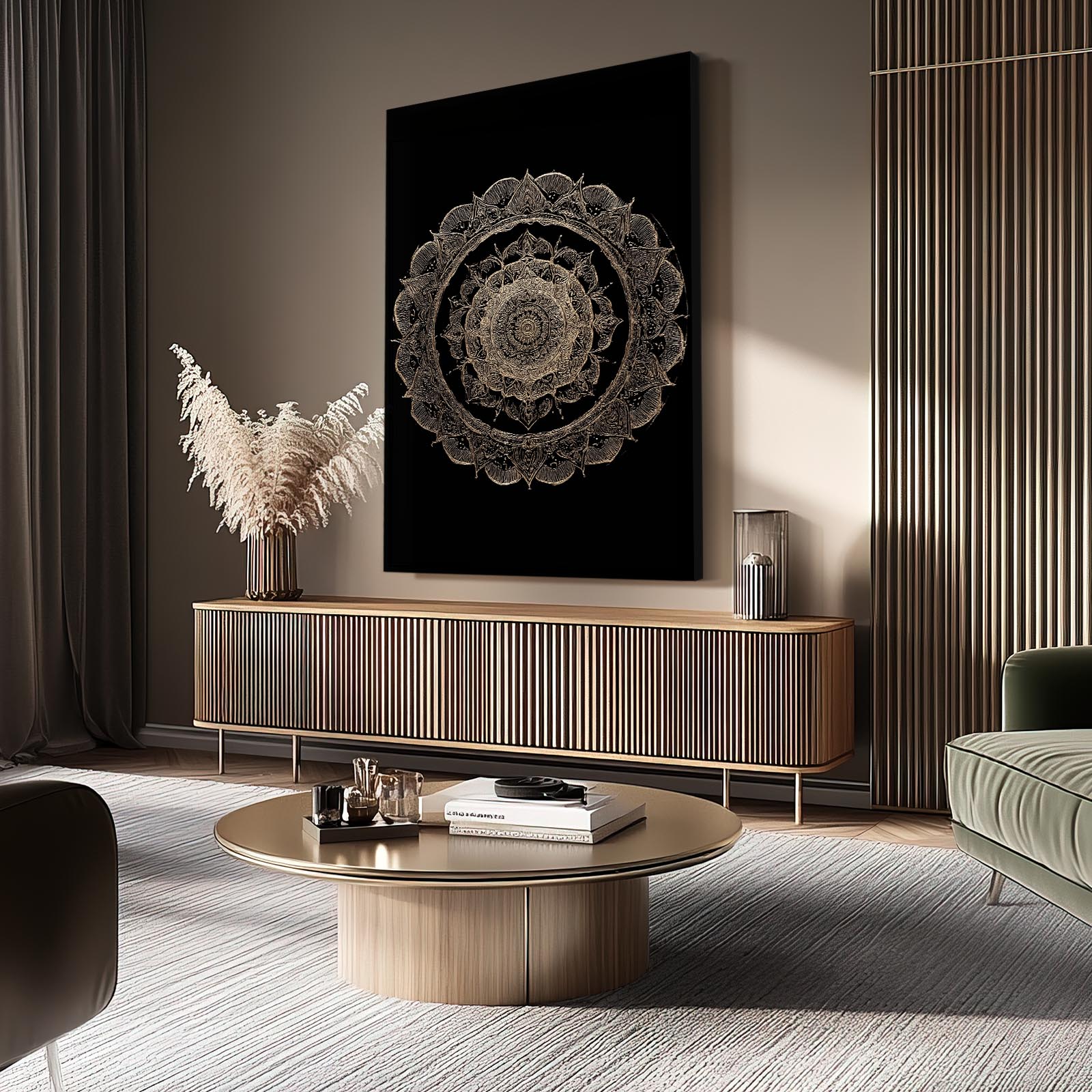 Silver Mandala Bloom Gold Wall Decor – styled in a furnished interior
