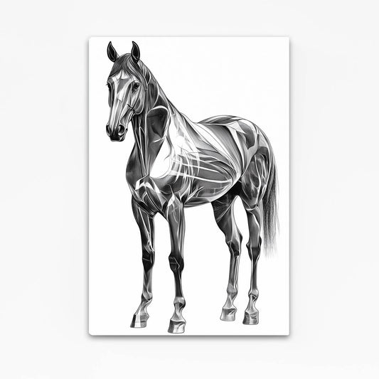 Silver Stance Study Horse Canvas Art — minimalist canvas print, angled canvas view on white background