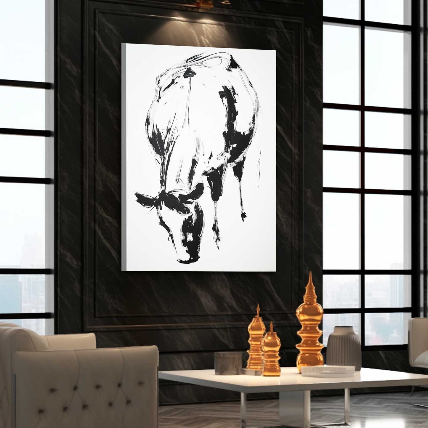 Simple Cow Canvas – angled canvas view on white background