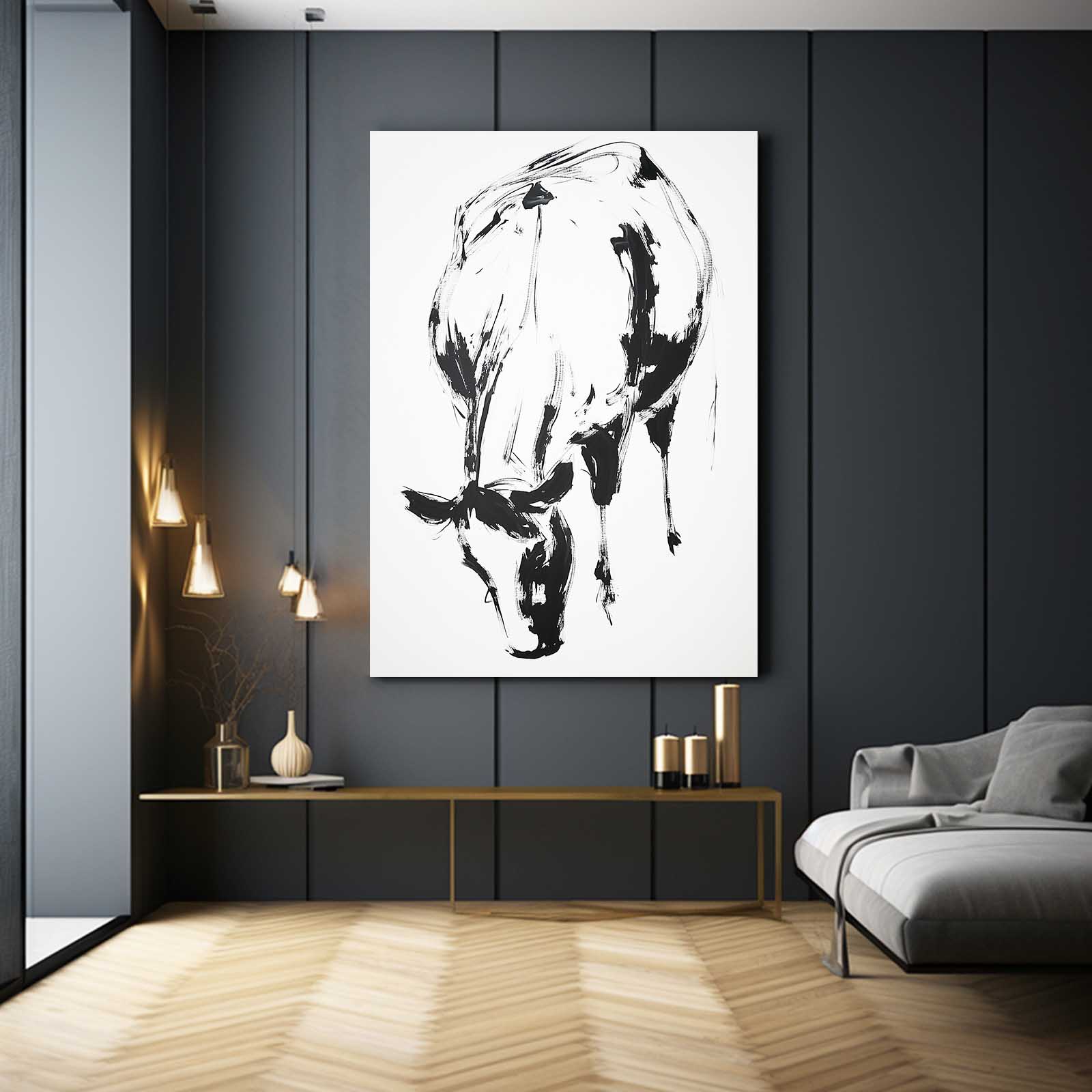 Simple Cow Canvas – angled canvas view on white background