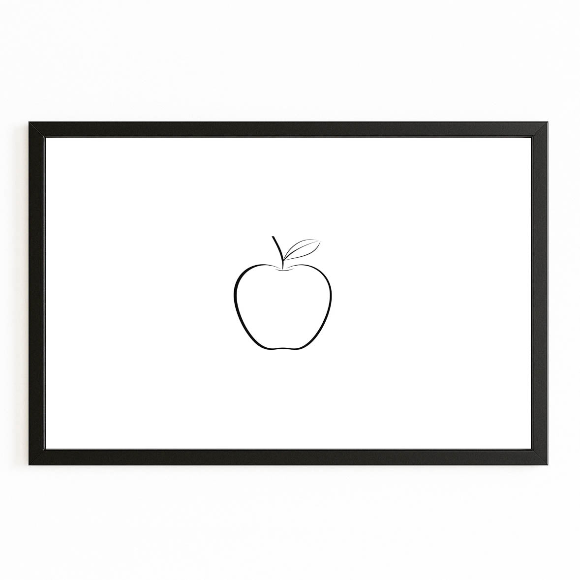 Simple Single Line Apple Prints – with Premium Black frame on white background
