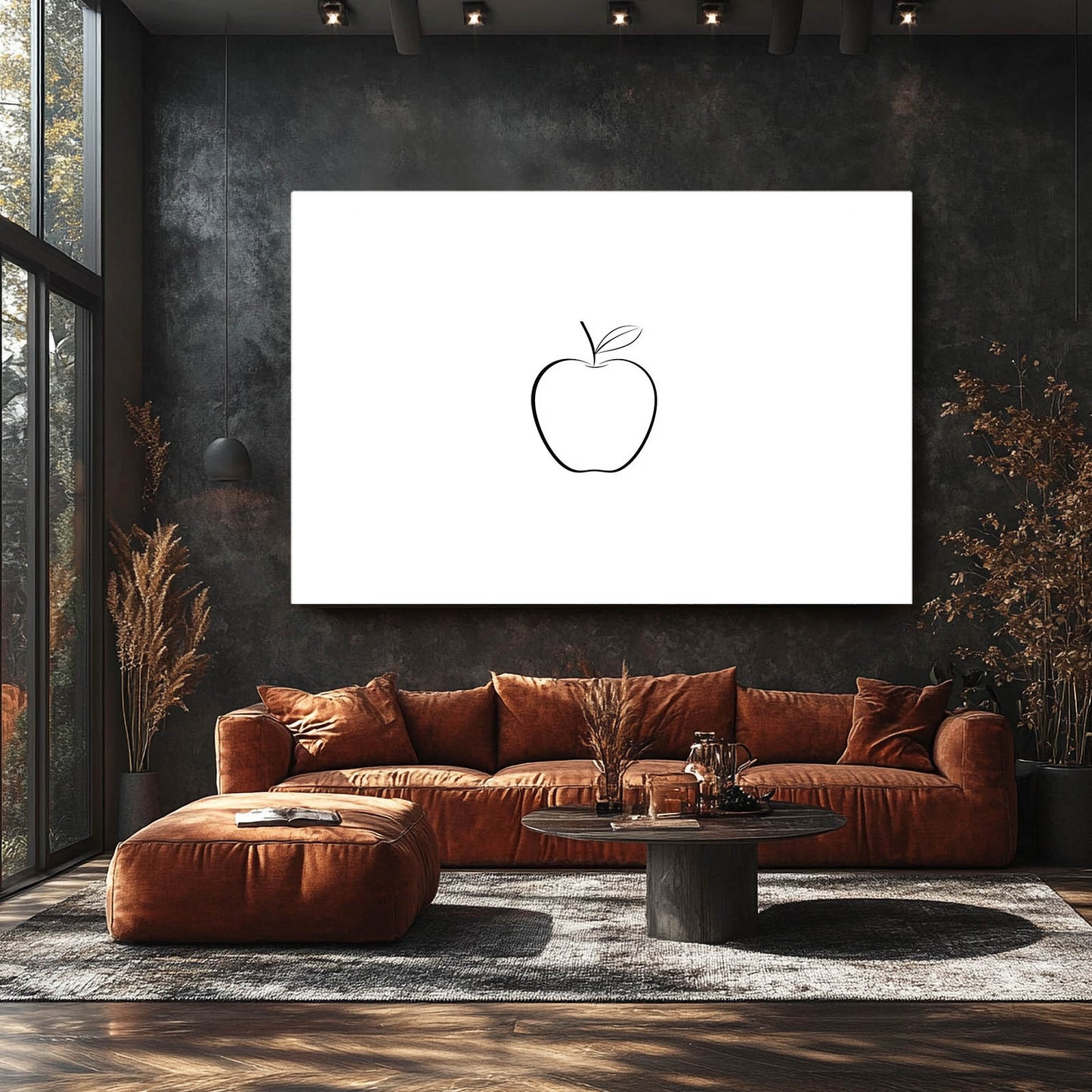 Simple Single Line Apple Prints – styled in a furnished interior