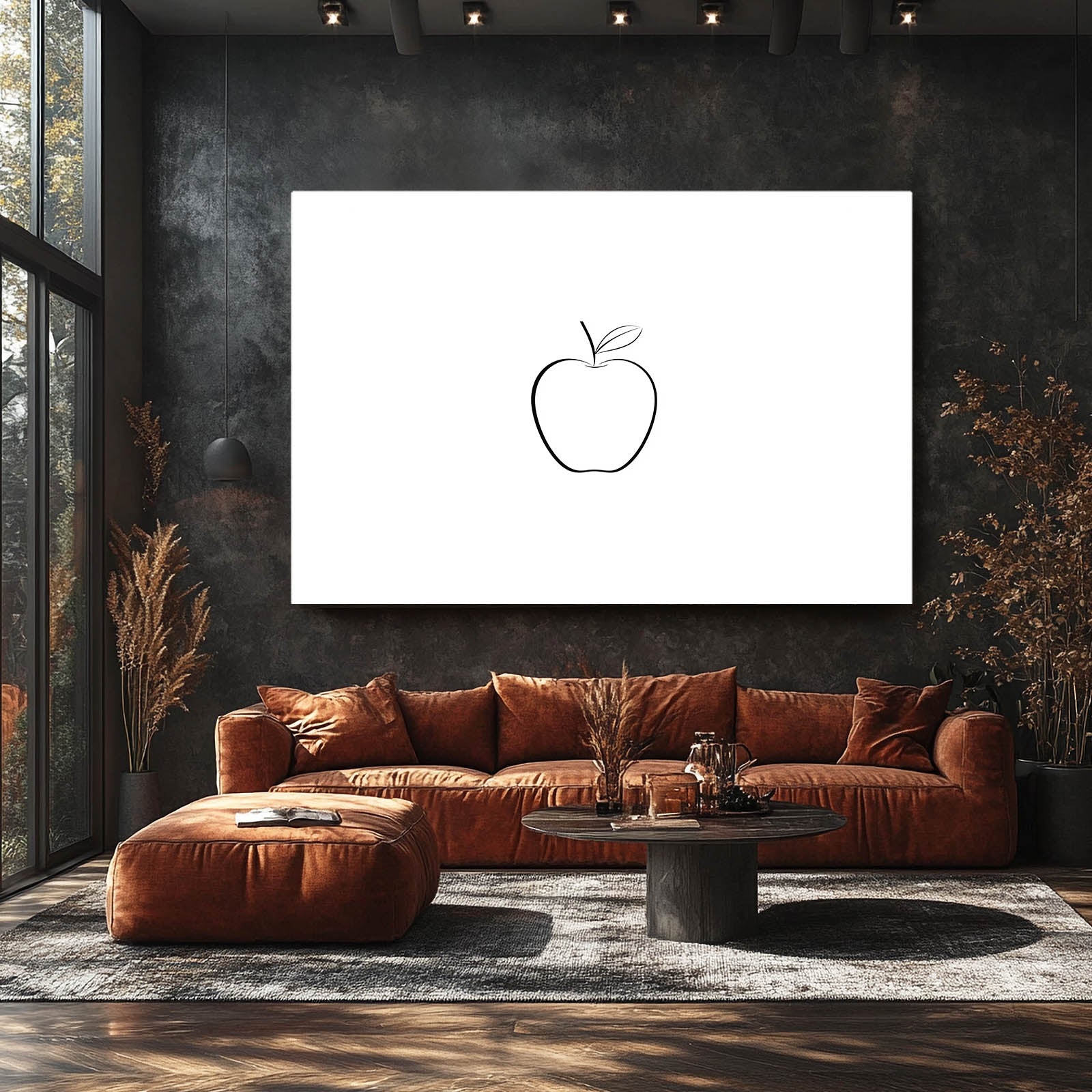 Simple Single Line Apple Prints – styled in a furnished interior