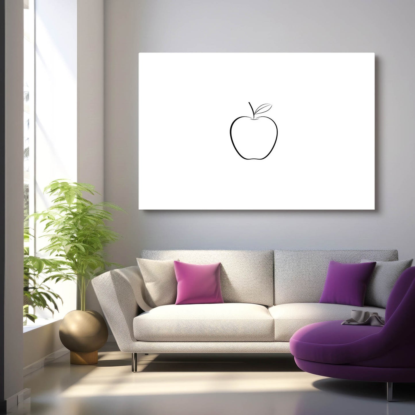 Simple Single Line Apple Prints – styled in a furnished interior