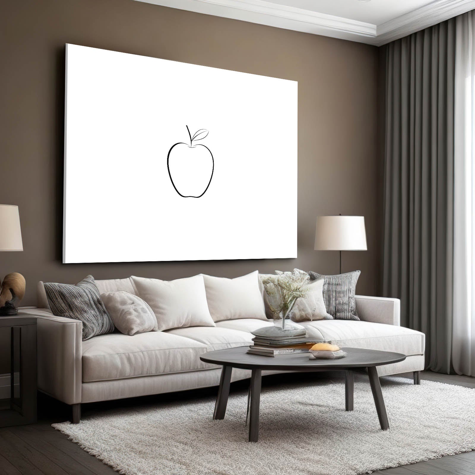 Simple Single Line Apple Prints – styled in a furnished interior