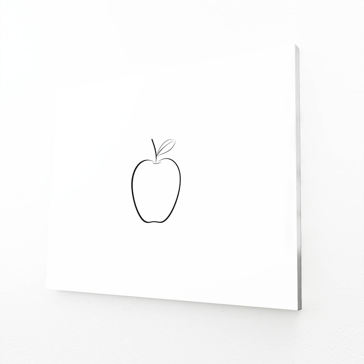 Simple Single Line Apple Prints – angled canvas view on white background