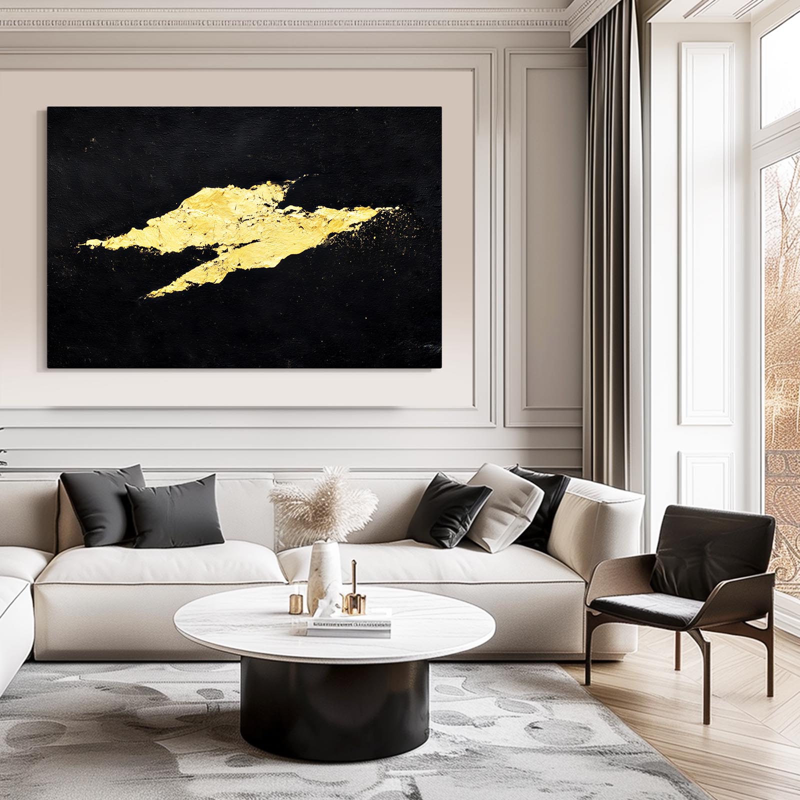 Single Gold Stroke Prints – styled in a furnished interior