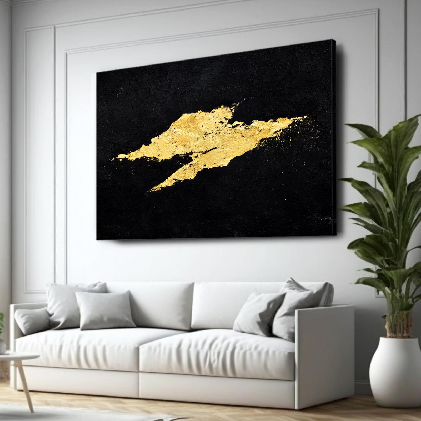 Single Gold Stroke Prints – styled in a furnished interior
