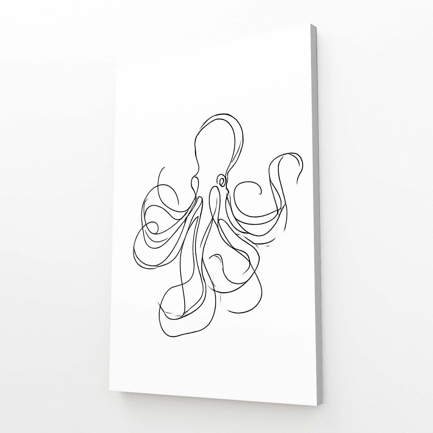 Single Line Sketch Octopus Art – canvas print on white background