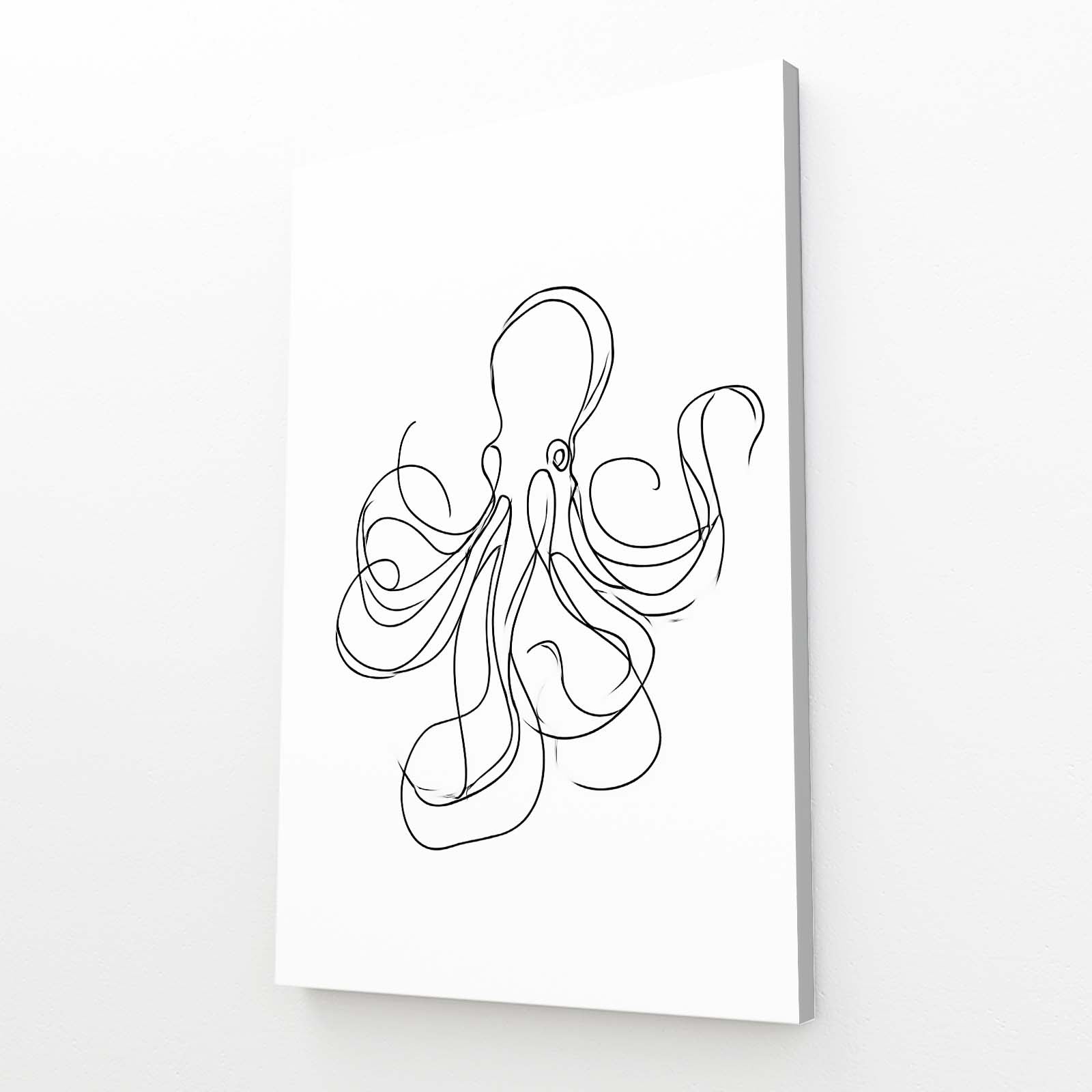 Single Line Sketch Octopus Art – canvas print on white background
