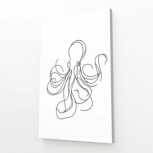 Single Line Sketch Octopus Art – canvas print on white background