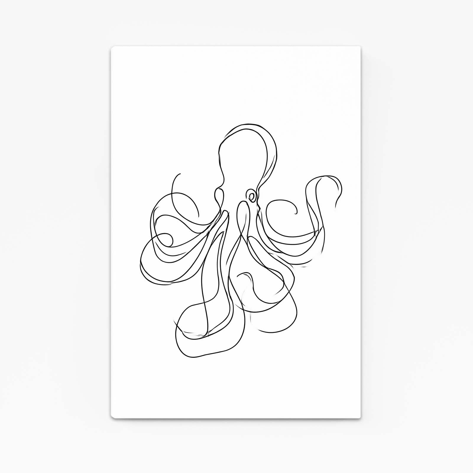 Single Line Sketch Octopus Art – angled canvas view on white background