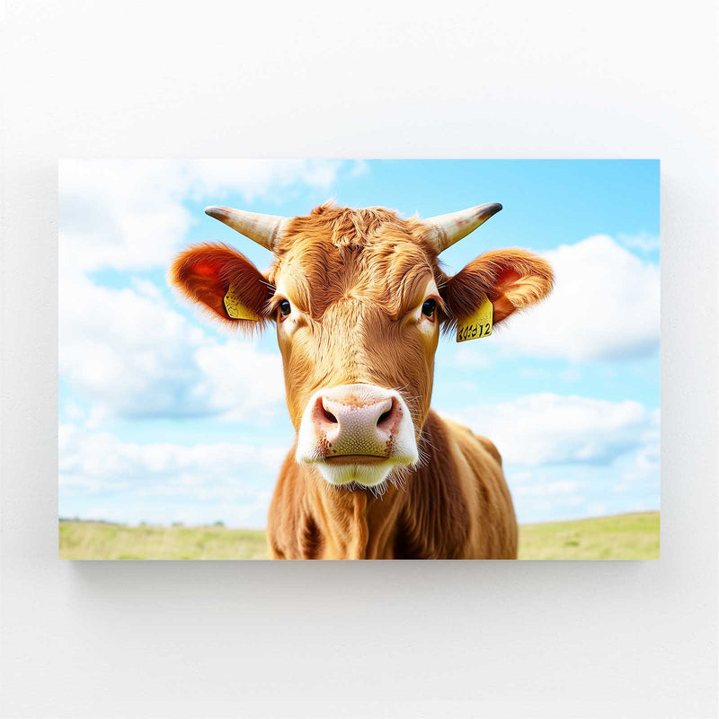Sky Cow Wall Art – angled canvas view on white background