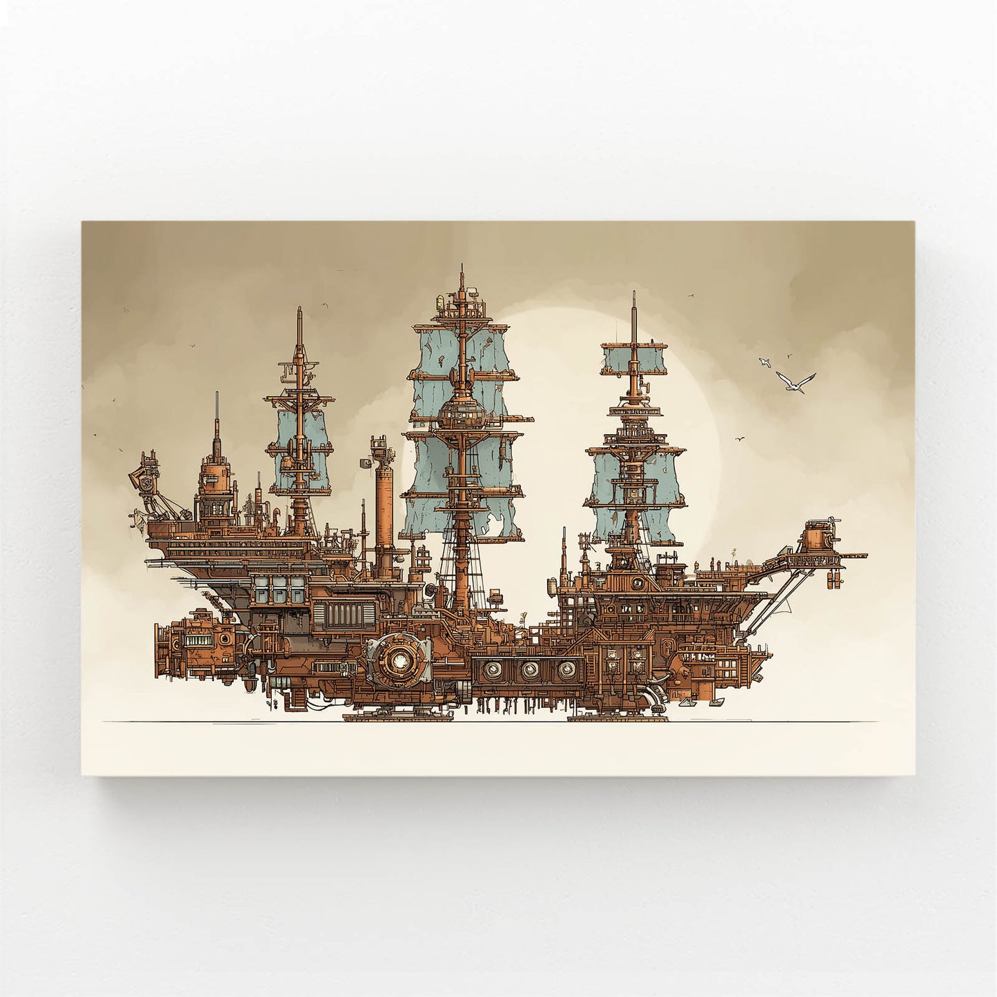 Sky Galleon Sketch Steampunk Wall Art – sky galleon sketch steampunk canvas print