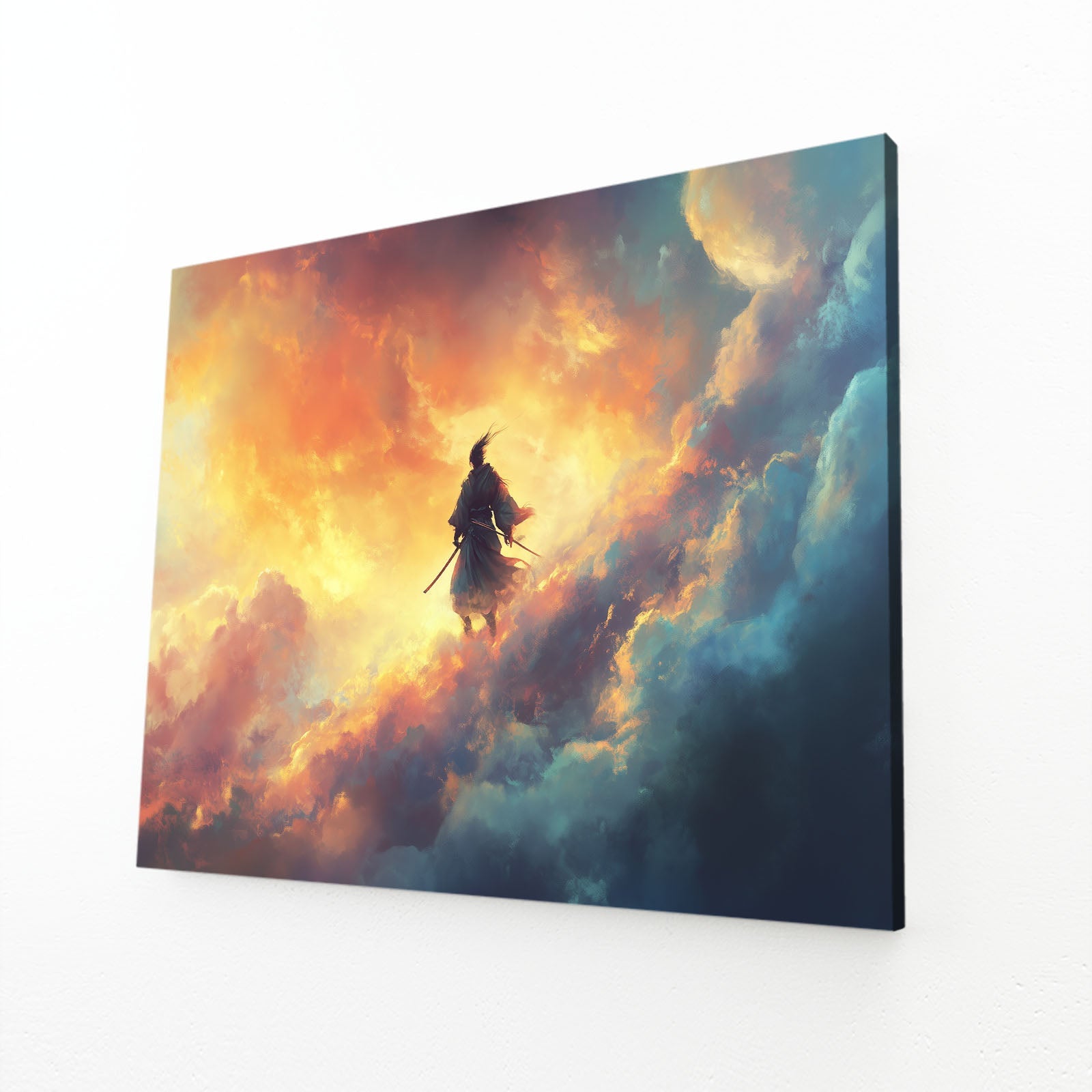 Sky Samurai Horse Canvas Art – angled canvas view on white background