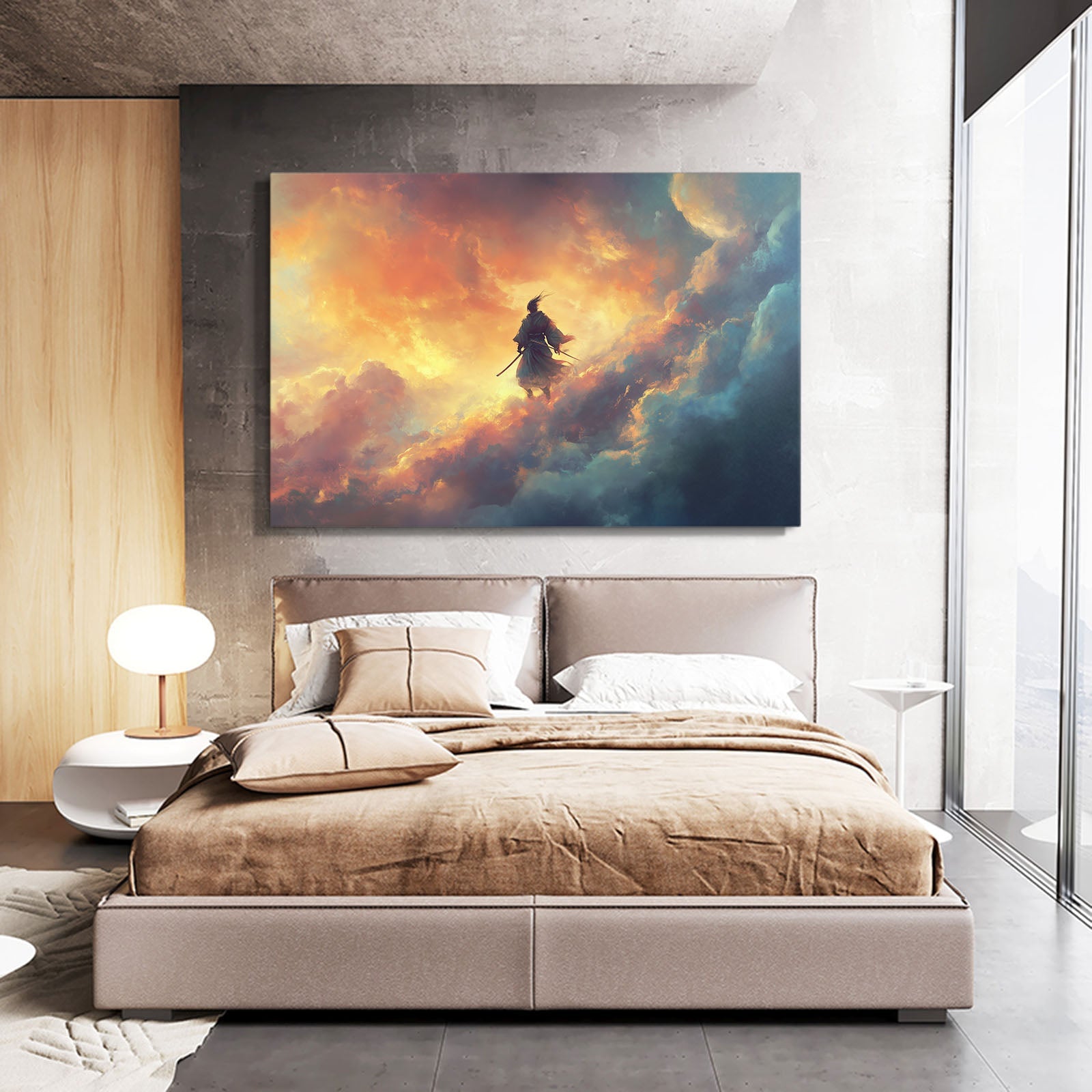 Sky Samurai Horse Canvas Art – angled canvas view on white background